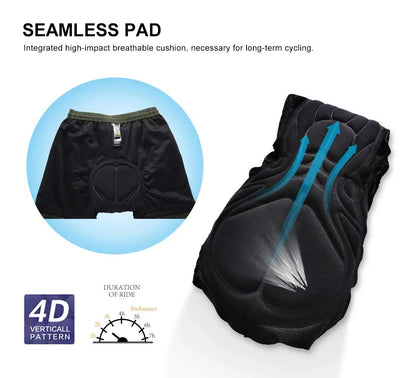 Santic men’s cycling shorts with 3D padding, Coolmax fabric, loose fit, MTB bike bottoms, suitable for downhill and riding fitness.