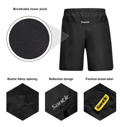 Santic men's cycling shorts with 3D padding, Coolmax fabric, loose fit, suitable for downhill mountain biking and riding fitness.