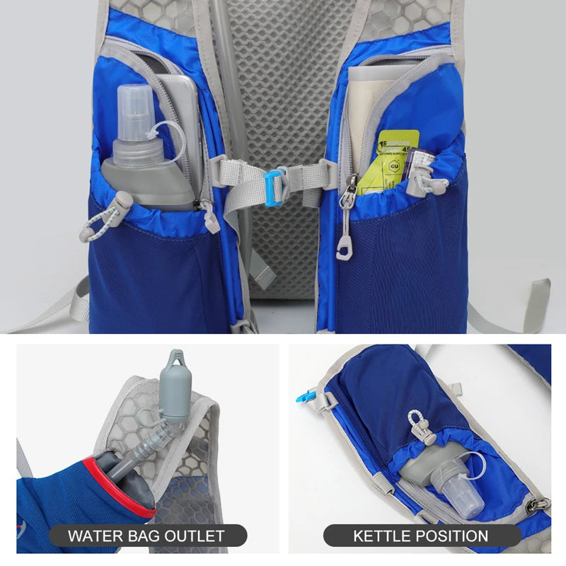 Ultralight outdoor trail running 5L hydration backpack for men, breathable jogging vest for marathon and cycling fitness.