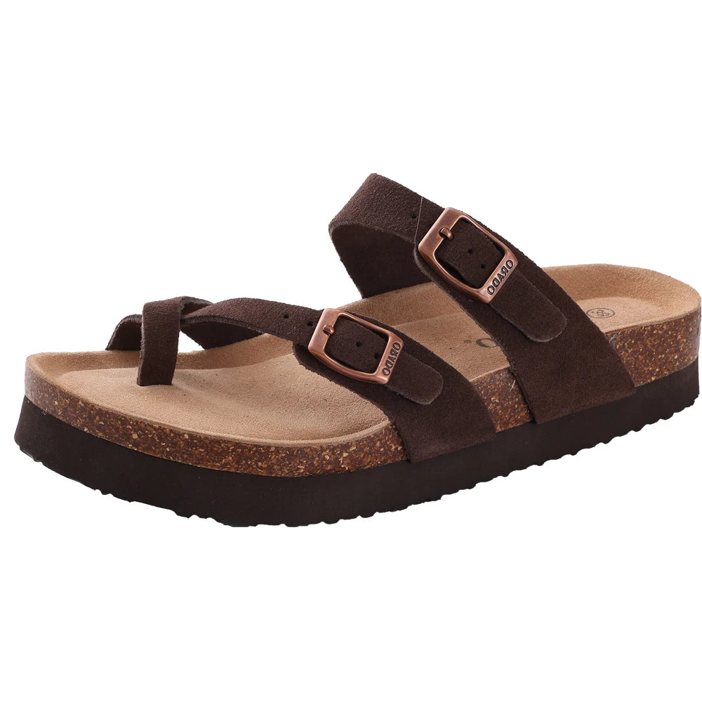 Women’s suede mules slippers by DAYO FITNESS STORE with cork insoles, arch support, outdoor beach slides, and comfortable home shoes