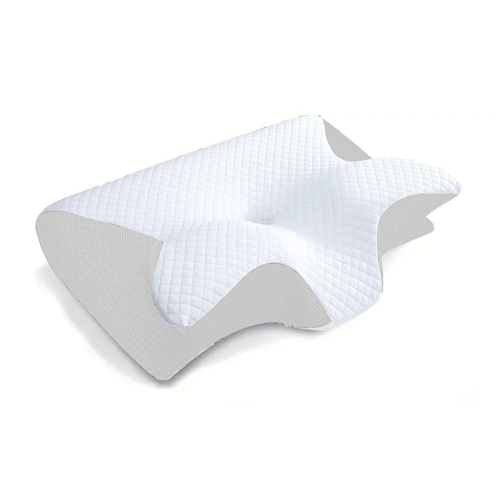 Memory foam cervical pillow with ergonomic contour design for neck support and pain relief, ideal for restful sleep.