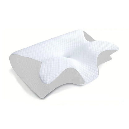 Memory foam cervical pillow with ergonomic contour design for neck support and pain relief, ideal for restful sleep.