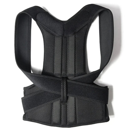 Adjustable unisex posture corrector brace with back and clavicle support for improved alignment and hunchback correction.