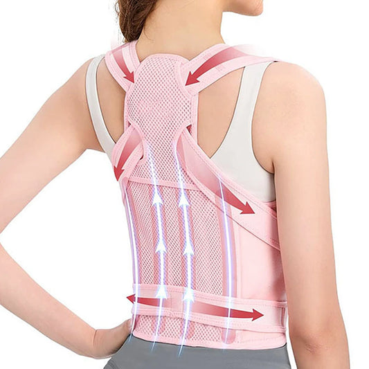 Adjustable women's back brace posture corrector with shoulder and full back support for upper and lower back pain relief.