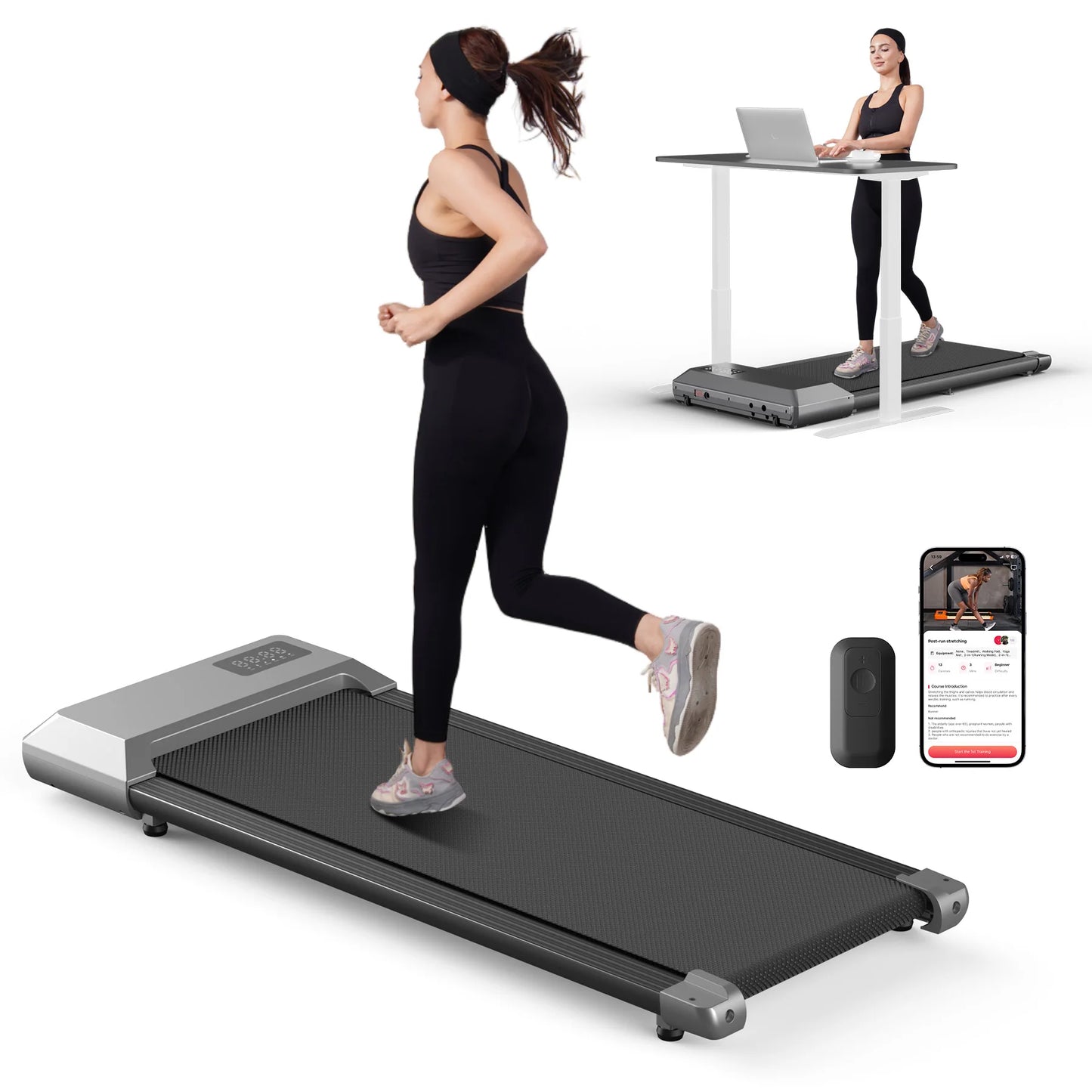 Healthy Fitness Sport 300lbs treadmill with 2.5HP motor, LCD display, 2-in-1 walking and running machine for home exercise