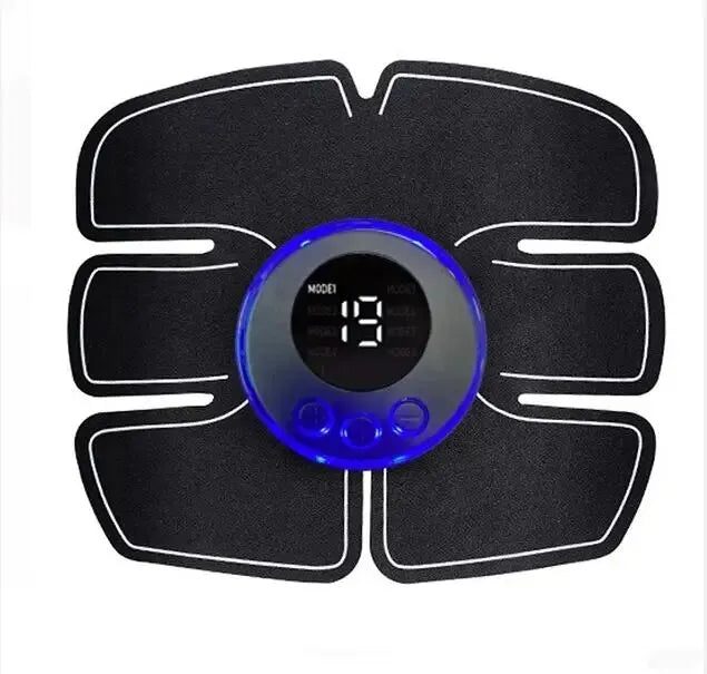YOSYO Abdominal Muscle Massager for abs and arms, USB-charged fitness device with patches for muscle exercise at home.