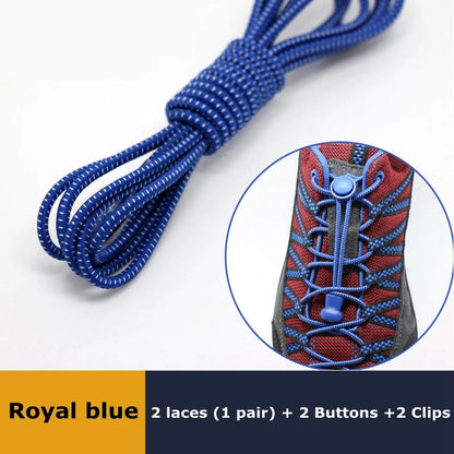 Pair of elastic no-tie sneaker laces by SMATLELF, stretchy rubber round shoelaces with locking mechanism for easy, quick fastening