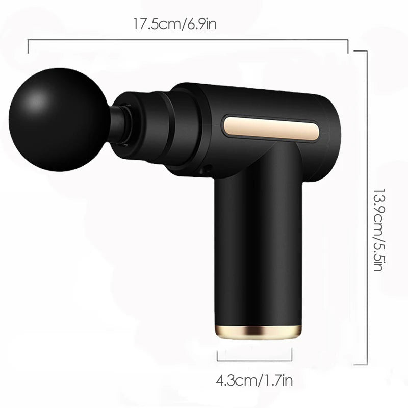 YOSYO Mini Muscle Massage Gun, portable handheld percussion massager for body, back, neck, and legs with deep tissue therapy.