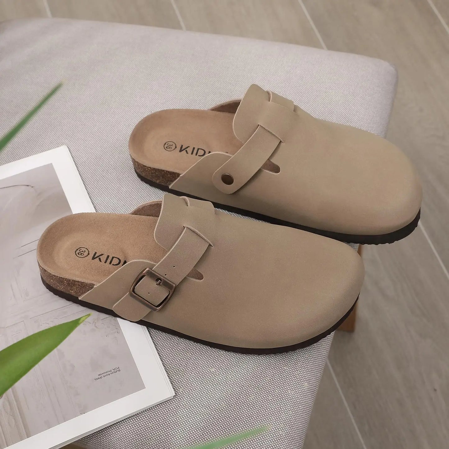 Women's suede mules slippers with cork insole, arch support, outdoor sandals, beach slides, and home shoes by DAYO FITNESS STORE.