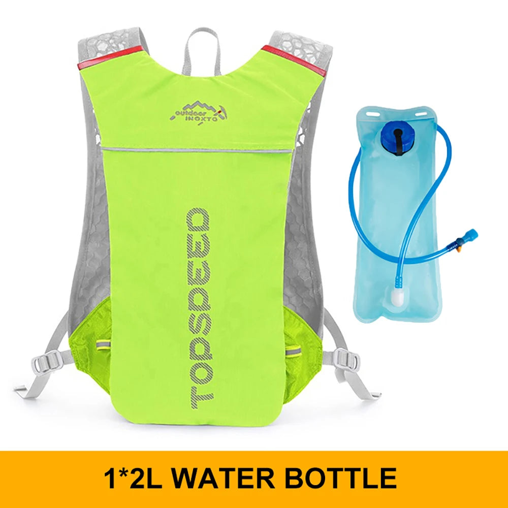 Ultralight outdoor trail running backpack by Fitness Series Store with hydration bladder, breathable design, ideal for jogging and cycling.