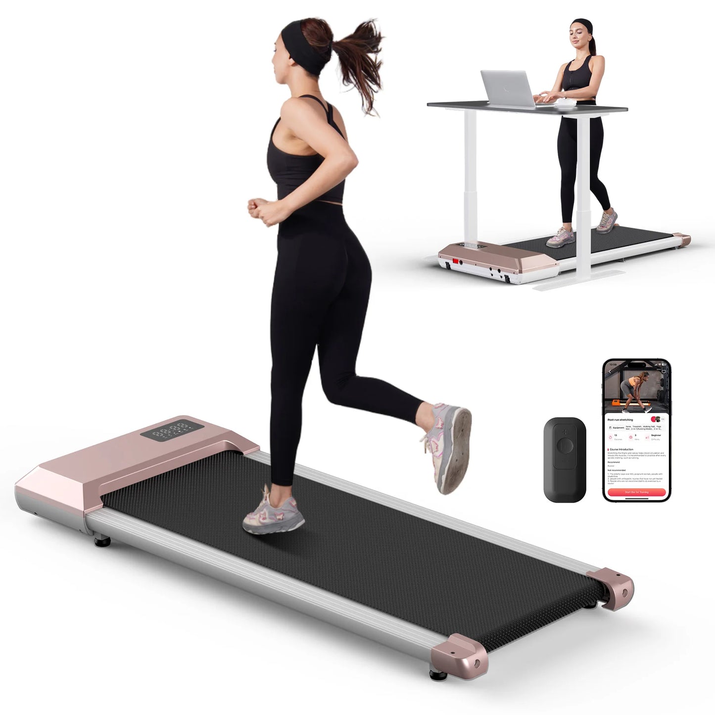 Healthy Fitness Sport Store 300lbs 2.5HP treadmill with LCD display, 2-in-1 walking and running exercise machine for home fitness