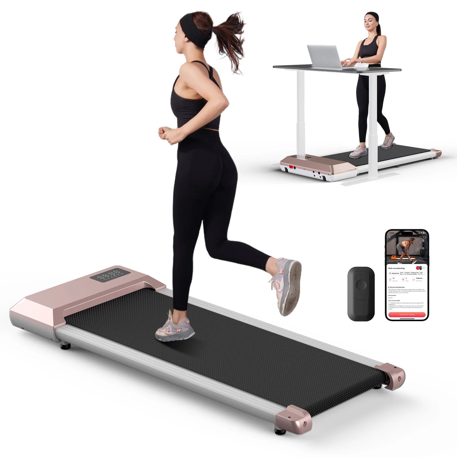 Healthy Fitness Sport Store 300lbs 2.5HP treadmill with LCD display, 2-in-1 walking and running exercise machine for home fitness