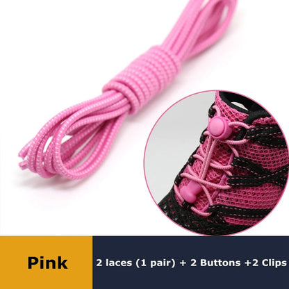 Pair of elastic no-tie sneaker laces from SMATLELF, featuring stretchy round rubber shoelaces with locking clips for easy use.