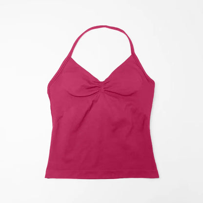 NCLAGEN Impact longline strappy women's yoga vest with open back, fitness tank top for gym, running, and workout activities.