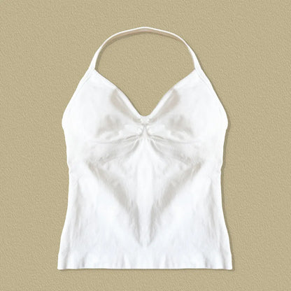 NCLAGEN Impact Longline Strappy Women's Yoga Top with open back, halter design, ideal for running and gym workouts.