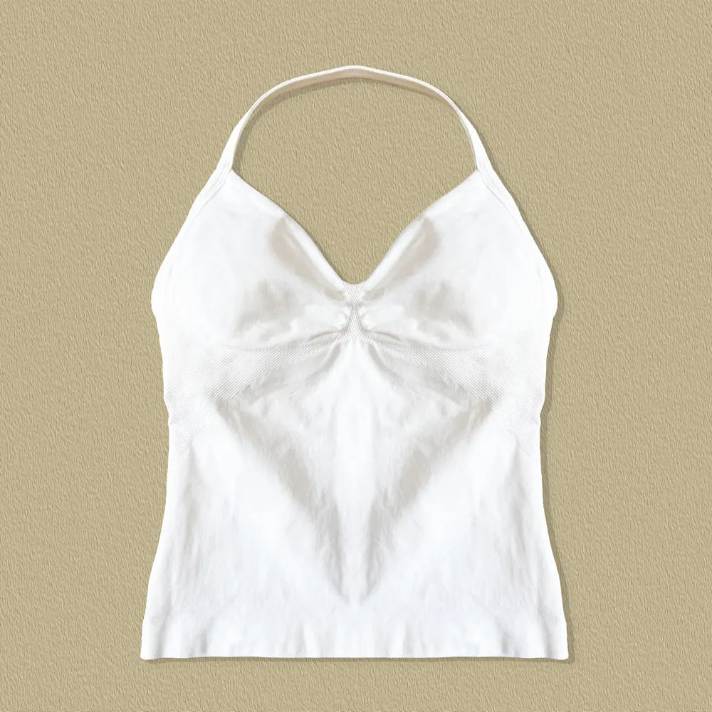 NCLAGEN Impact longline strappy sports yoga vest for women with open back design, ideal for gym, running, and workout activities.