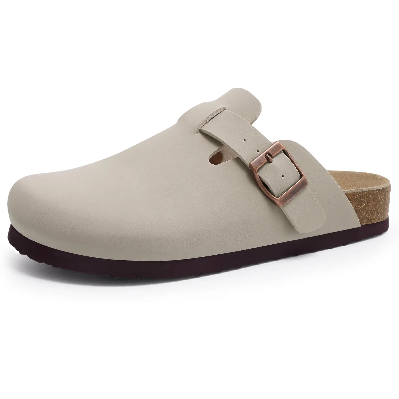 DAYO FITNESS STORE women's suede mules slippers with cork insoles, arch support, outdoor beach slides, and home shoes.