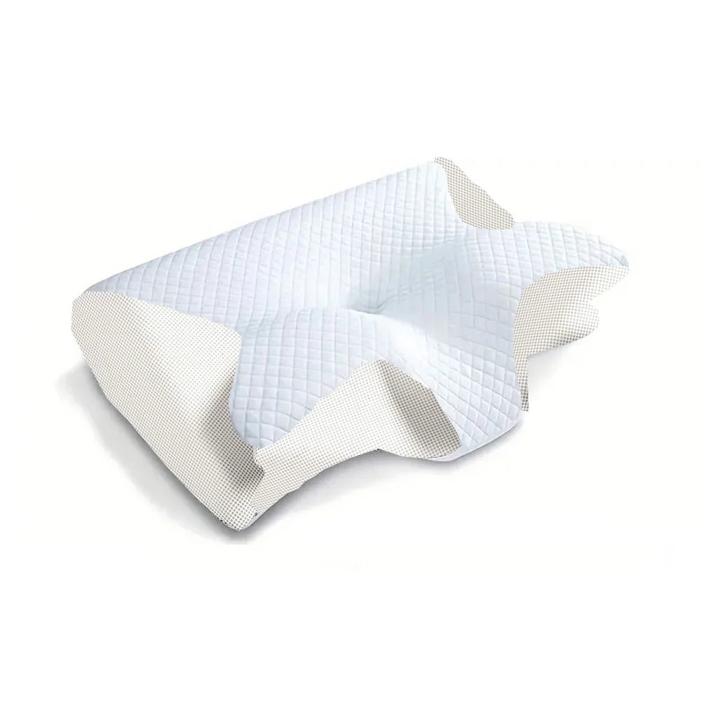 Memory foam cervical pillow with ergonomic contour design providing orthopedic neck support for pain relief.