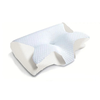 Memory foam cervical pillow with ergonomic contour design providing orthopedic neck support for pain relief.