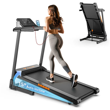 Iscooter Formill foldable treadmill for home fitness with incline, handrail, shock absorption, and low noise in a modern design.