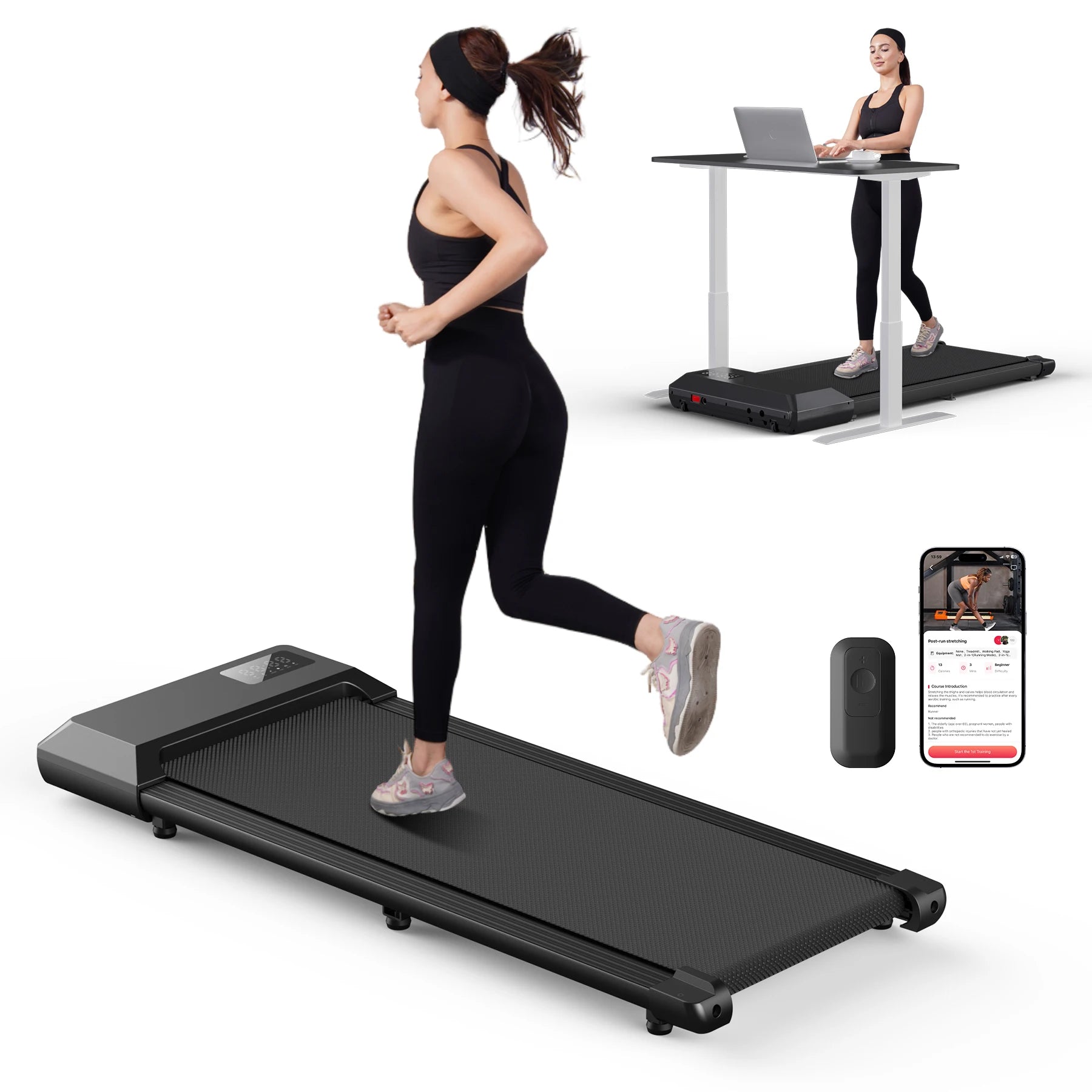Healthy Fitness Sport Store 300lbs treadmill with 2.5HP motor, LCD display, 2-in-1 walking and running exercise machine for home use