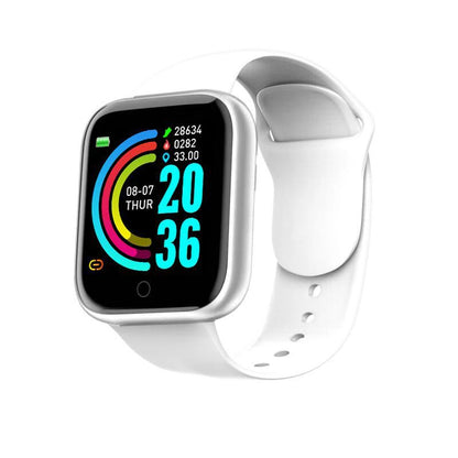 Smartwatch D20 by OPUYYM with fitness tracker, sleep monitor, Bluetooth connectivity, and display of phone notifications and music controls.