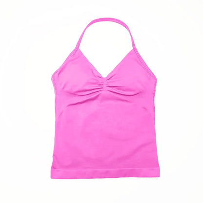 NCLAGEN Impact longline strappy sports yoga vest for women, open-back workout tank top suitable for gym and running activities.