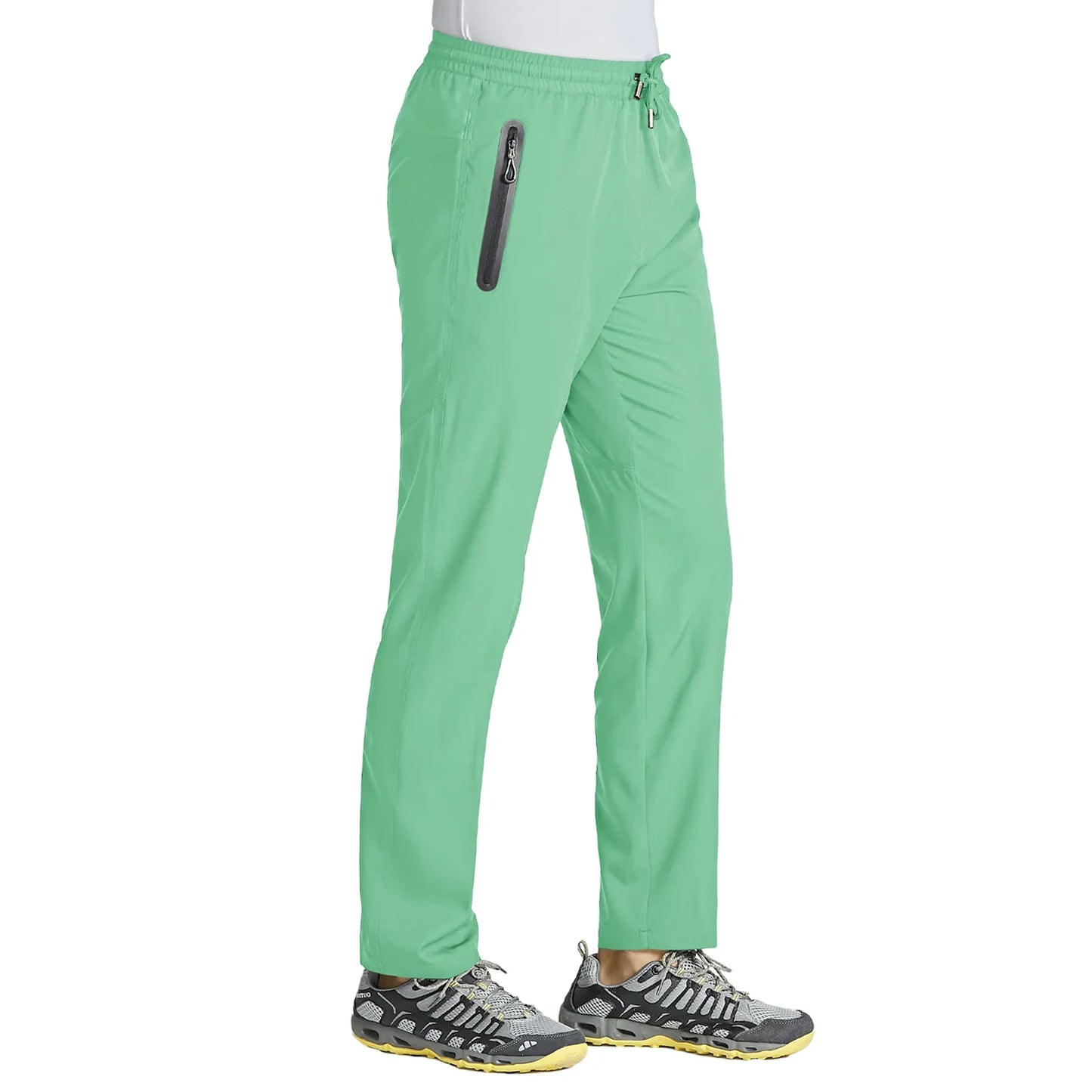 TACVASEN men's outdoor pants, quick-dry straight fit hiking and running joggers with elastic waistband, lightweight for fitness activities.