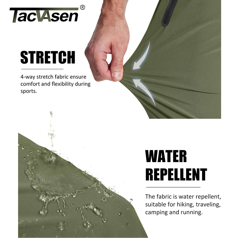 TACVASEN men's outdoor pants, lightweight quick-dry hiking and running joggers with elastic waist and straight fit, suitable for fitness.