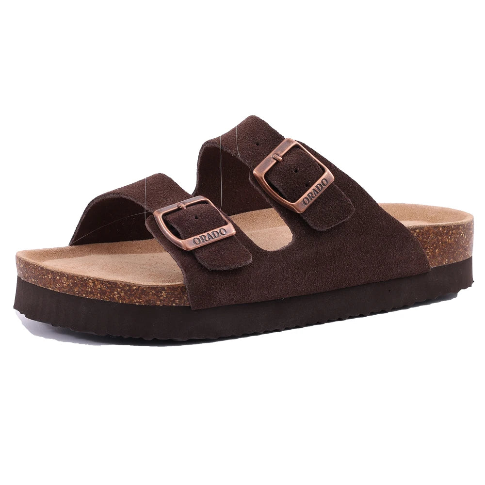 Comwarm women's suede mule slippers with cork insole, arch support, outdoor beach slides, and casual home footwear by DAYO FITNESS STORE