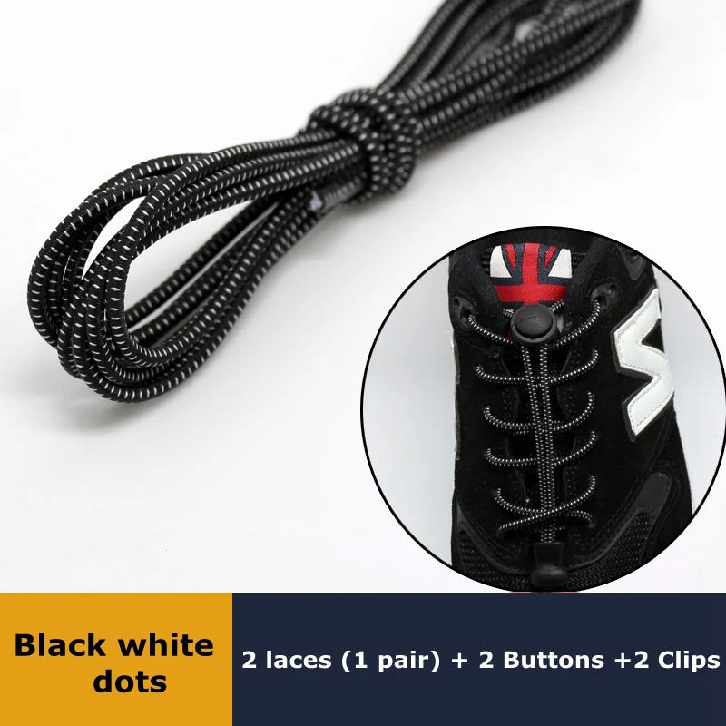 Pair of elastic no-tie sneaker laces from SMATLELF, stretchable rubber round shoelaces with locking mechanism for easy slip-on shoes.