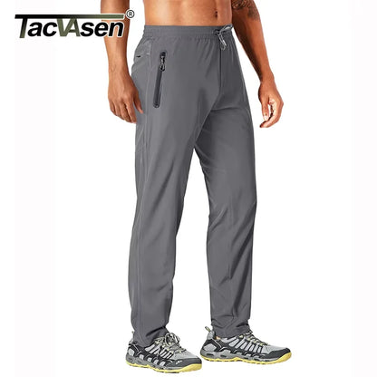 TACVASEN men's outdoor pants, lightweight quick-dry hiking and running joggers with elastic waistband and straight fit.