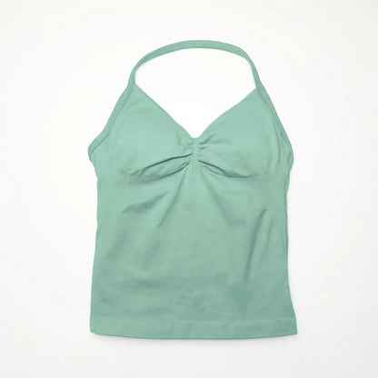 NCLAGEN impact longline strappy women's sports yoga vest with open back design, ideal for gym, running, and workout activities.