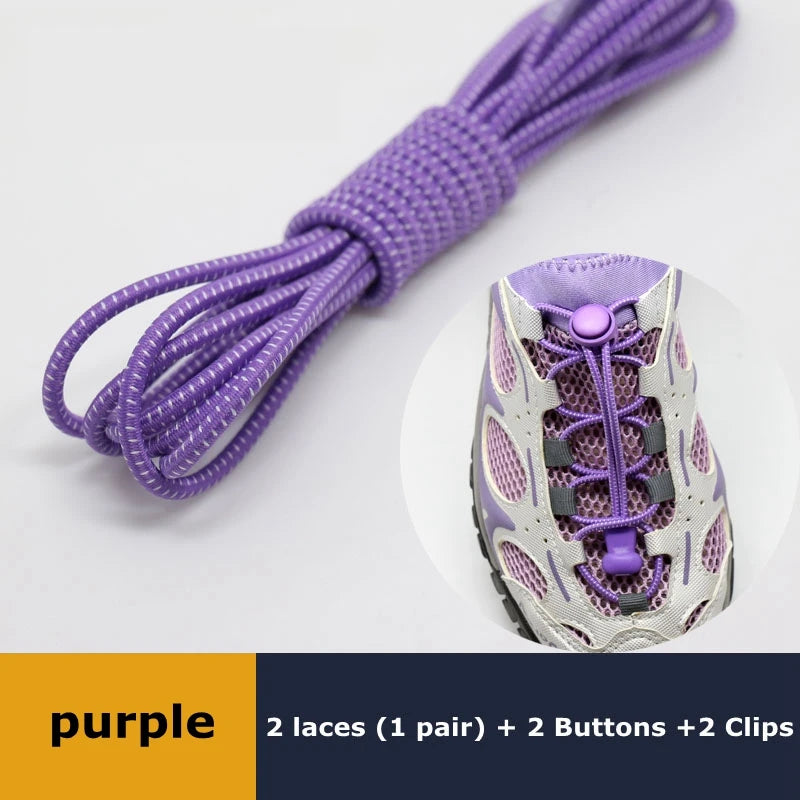 Pair of elastic no-tie sneaker laces with locking mechanism, stretchy round rubber shoelaces for casual sneakers by SMATLELF SHOELACE Store