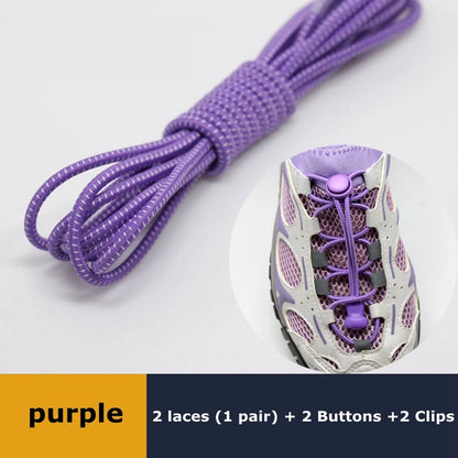 Pair of elastic no-tie sneaker laces with locking mechanism, stretchy round rubber shoelaces for casual sneakers by SMATLELF SHOELACE Store