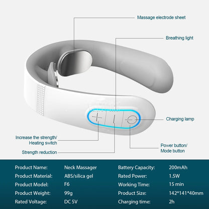 Pulse Neck Massager Electric Smart EMS Cervical Massagers TENS Pain Relief Relaxation Muscle Kneading Massage