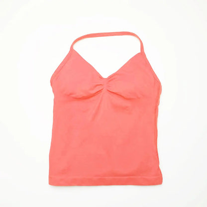 NCLAGEN Impact longline strappy yoga vest with open back design, women’s fitness tank top for gym, running, and workout.
