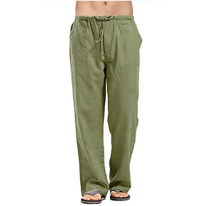 Men's cotton linen pants by King Billion, breathable summer trousers with elastic waist and solid color casual fit.