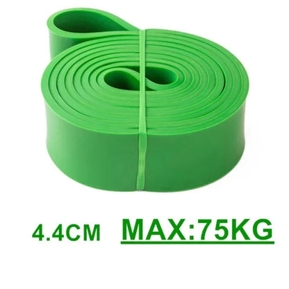 Heavy-duty latex resistance band for pull-up assistance, Pilates, and fitness workouts, ideal for home gym and body shaping.