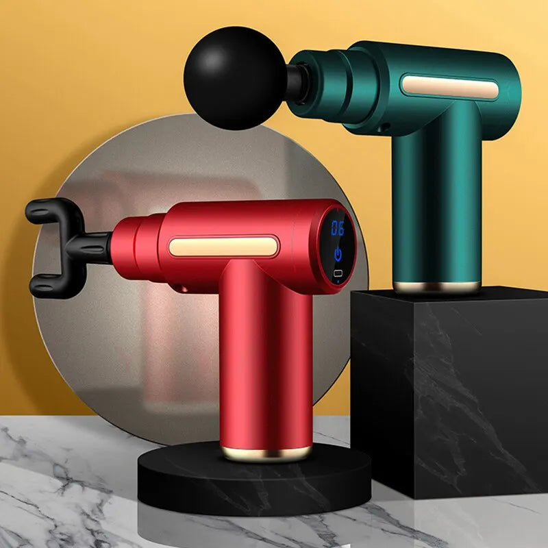 YOSYO Mini Muscle Massage Gun, portable handheld percussion massager for body, back, neck, and leg muscle relief.