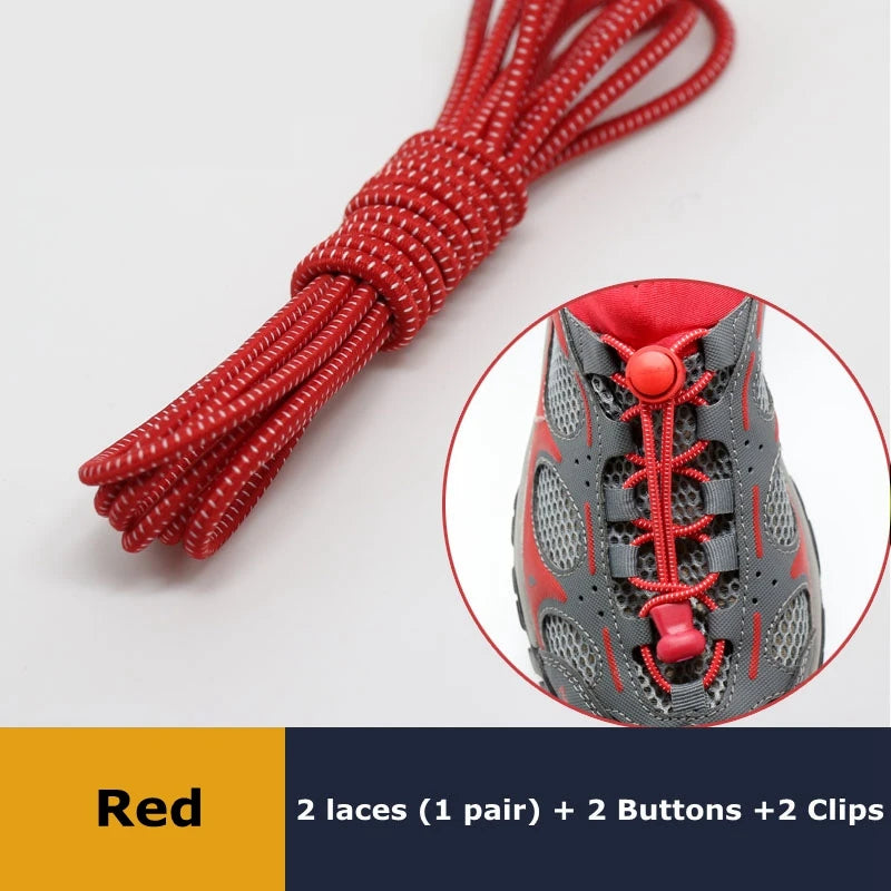 Pair of elastic no-tie sneaker shoelaces by SMATLELF, stretchable round rubber laces with locking clips for quick, secure fit.