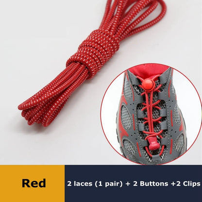 Pair of elastic no-tie sneaker shoelaces by SMATLELF, stretchable round rubber laces with locking clips for quick, secure fit.