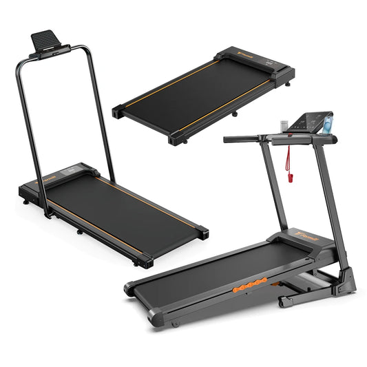 Iscooter Formill treadmill for home fitness with foldable design, incline, handrail, low noise, shock absorption, in three styles.