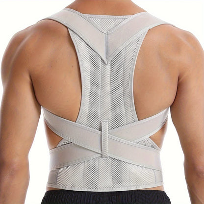 Adjustable unisex posture corrector brace with back support and clavicle strap for improved alignment and hunchback correction.