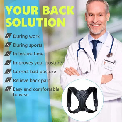 DAYO FITNESS STORE posture corrector back brace for upper back and shoulder support, adjustable spine pain relief trainer