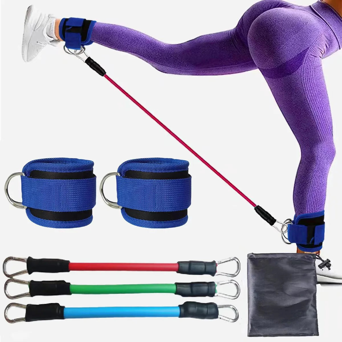 TPE resistance bands ankle straps for fitness, glute exercises, and yoga, designed for leg strength and workout safety.