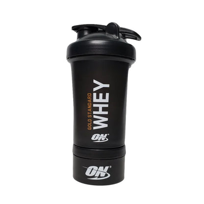 HQ Grocery Store 450ML protein shake cup with ball for mixing, large-capacity plastic fitness cup with medicine box compartment.