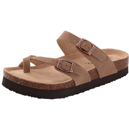 DAYO FITNESS STORE women's suede mule slippers with cork insole, arch support, outdoor beach slides, and home shoes.