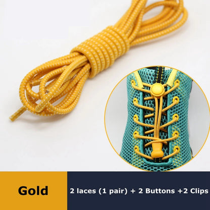 Pair of elastic no-tie sneaker shoelaces with locking stretch design, round rubber laces for easy slip-on sneakers by SMATLELF SHOELACE.