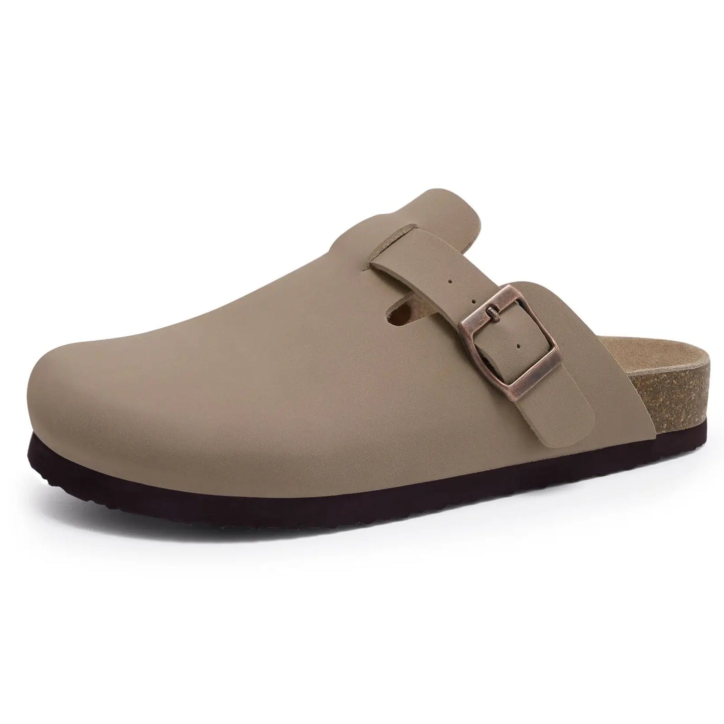 DAYO FITNESS STORE women's suede mule slippers with cork insoles, arch support, outdoor beach slides, and comfortable home shoes